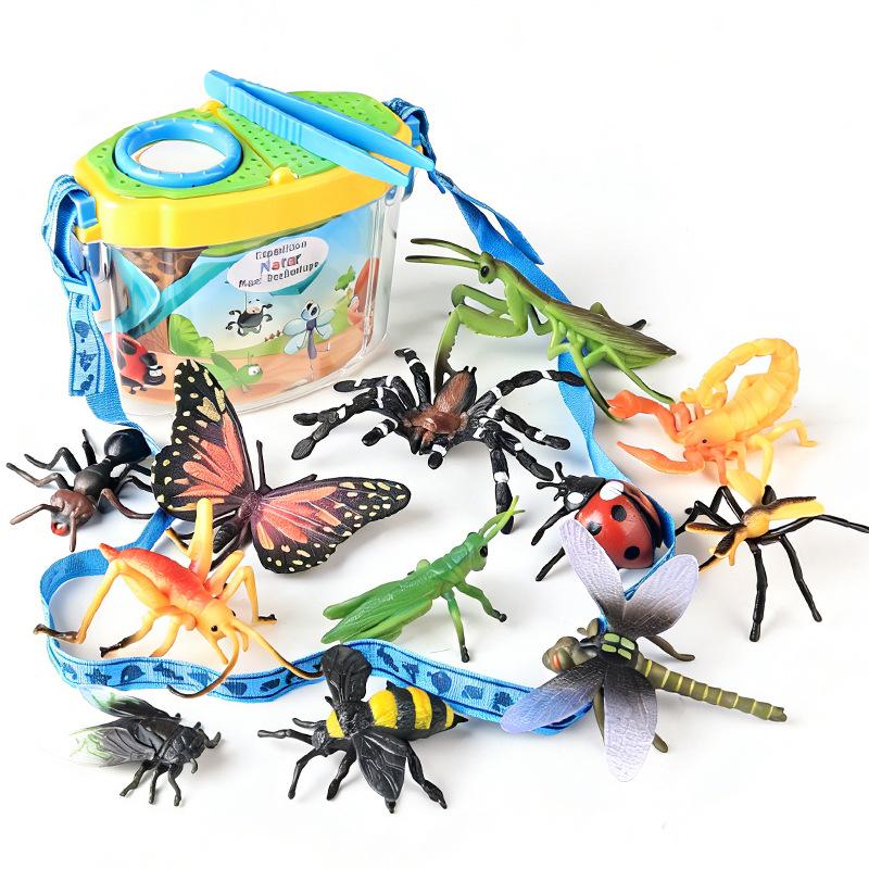 Children's Insect Observation Box: Soft Plastic Butterfly, Mantis, Bee Simulation Set