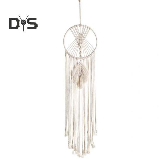 Подвесной «Ловец снов» ручной работы, богемный хлопковый веревочный кисточка, звезда, лунный лист, сова, настенное искусство для спальни, подвесное украшение, кулон Leaf