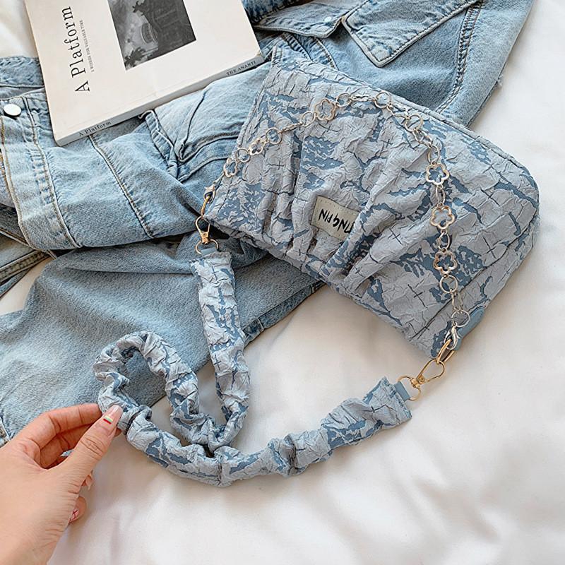 Trendy Canvas Street Style Crossbody Bag 2023 Summer New Bag Women Fashion Simple Shoulder Bag синий