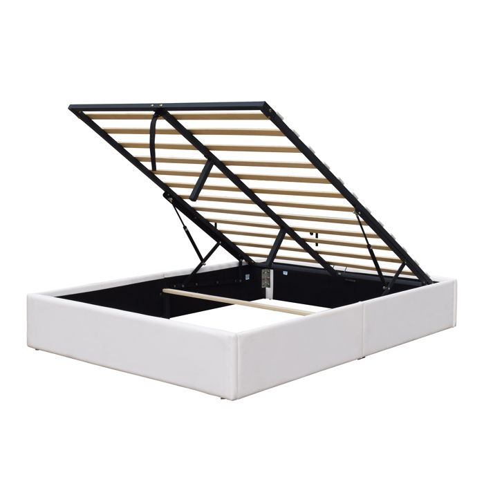 Lit Coffre LORIS 140x200 Lit Coffre Lorisr blanc Pieds pour matelas 140x200 cm - 2 x 14 Lattes