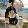 Hundreds of Simple Junior High School Students Schoolbag Large Capacity Primary School Students Schoolbag Cute Cat Pattern
