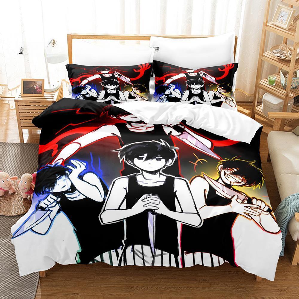 Kawaii Omori Bedding Set Single Twin Full Queen King Size Bed Set Aldult Kid Bedroom Duvetcover Set 3D Print Anime Bed Sheet Set
