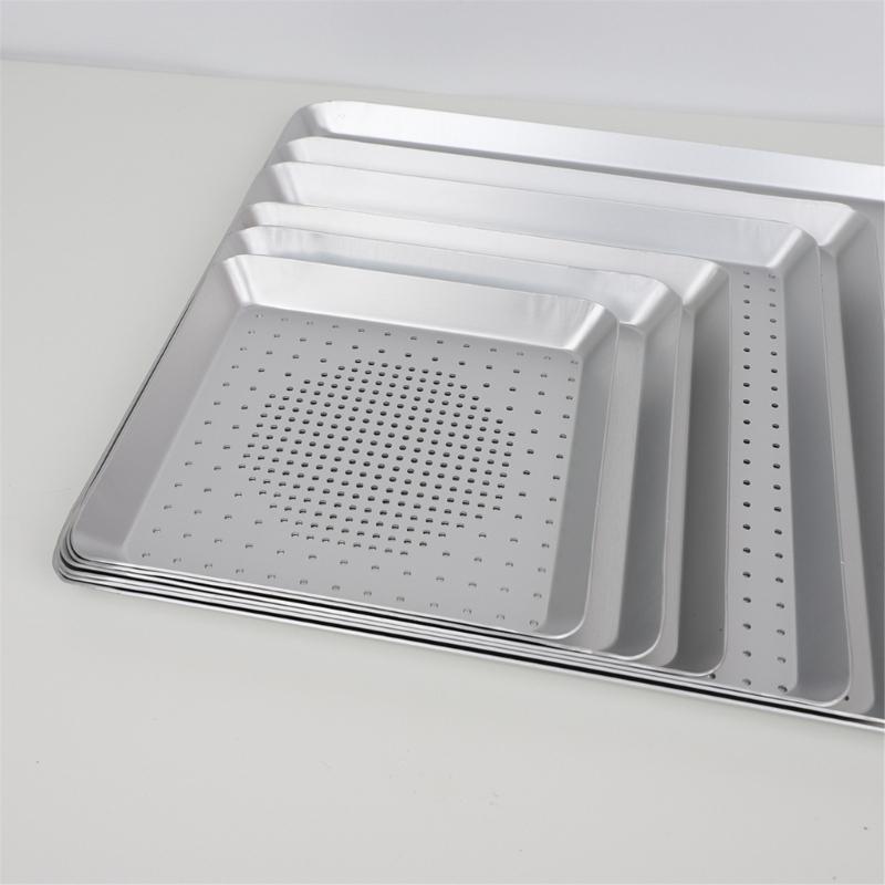 Square Aluminum Alloy Pizza Pan Even Heat Distribution Baking Tray Ideal For Home And Restaurant