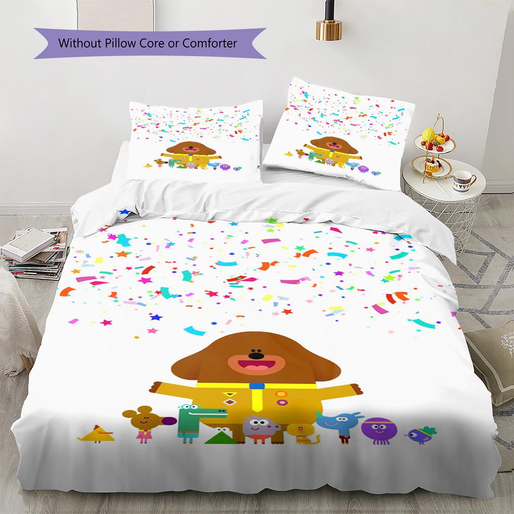 Hey Duggee Muster Bettwäsche, Steppbett Set Bettbezug Kissenbezug Zuhause Geburtstagsgeschenk (1 Bettbezug + 2 Kissenbezüge, ohne Füllung)