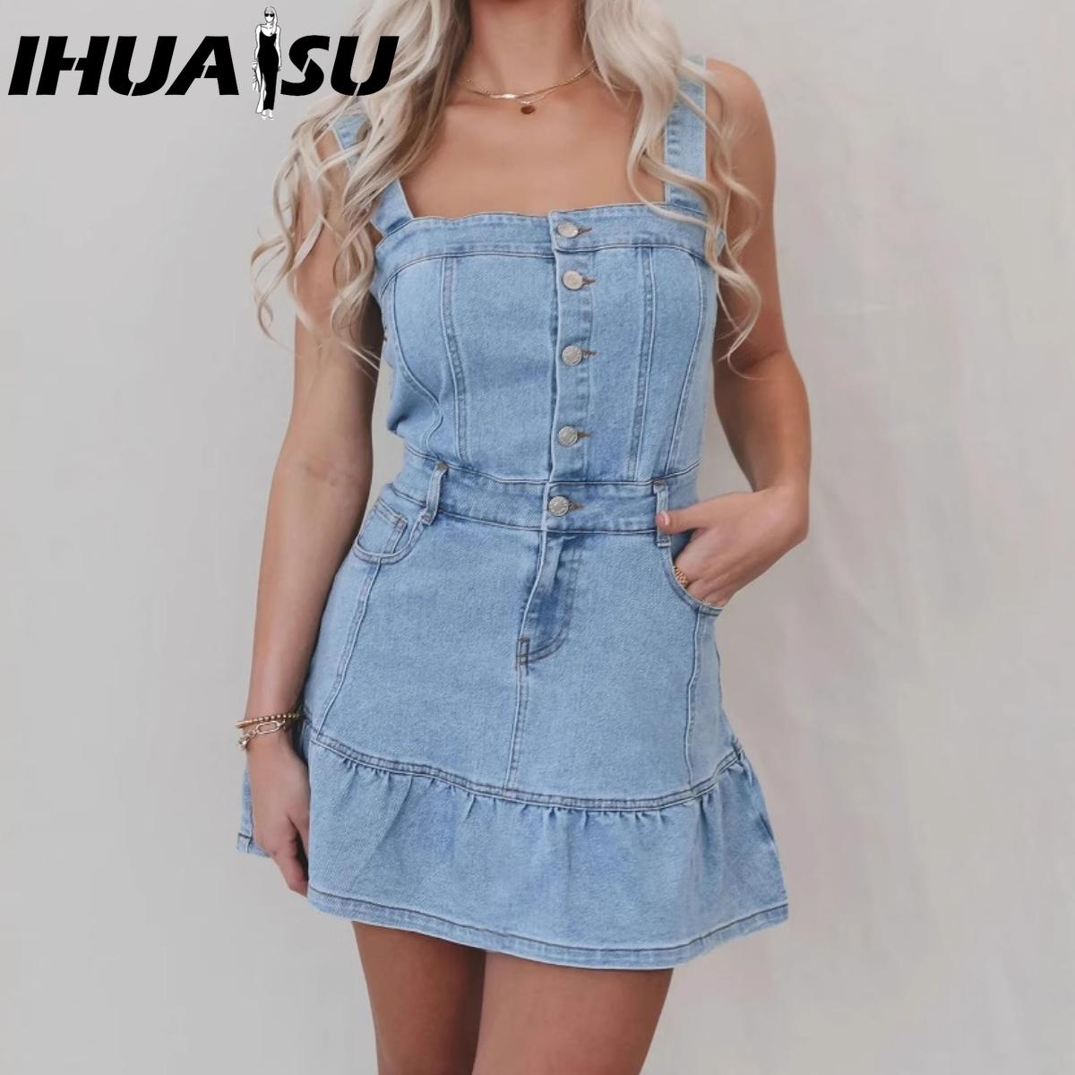 

IHUASU Платье-ковбой Spice Girl Chic Commuter Halter S светло-синий