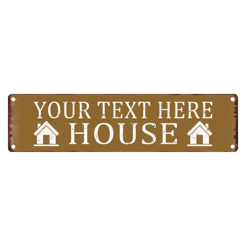 

Custom Metal Sign Retro House Number Plaque 16x4 Inch for Wall Garden красный