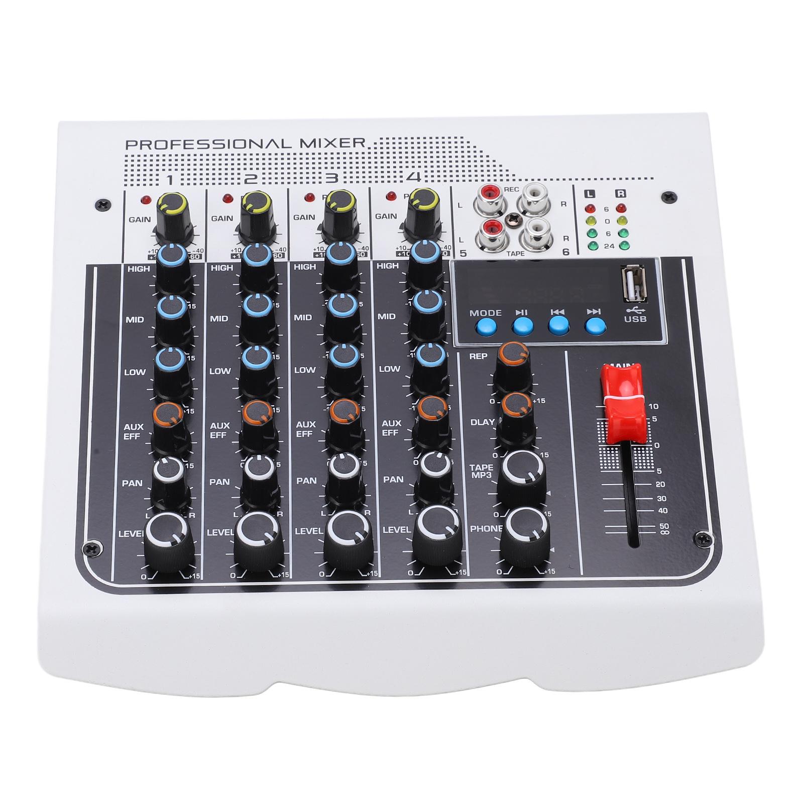 

6-канальный аудиомикшер с несколькими интерфейсами, контроллер звукового микшера, ЖК-дисплей