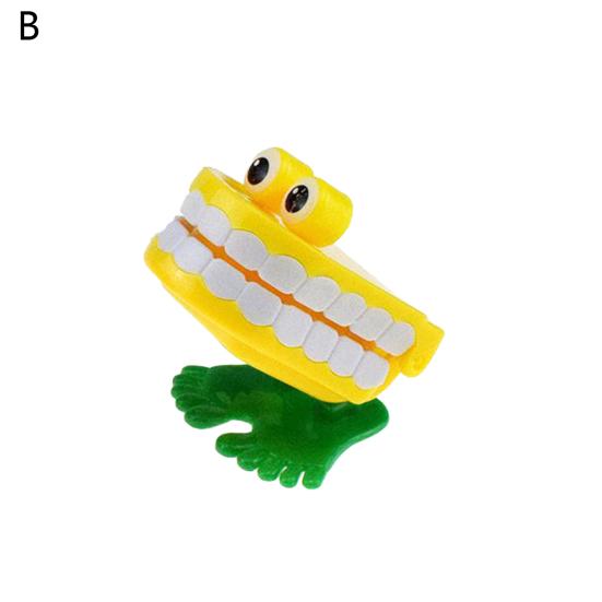 Chattering Teeth Wind-up Toy Clockwork Spring Cartoon Jumping Teeth with Eyes Joke Toy Christmas Goodie Bag Stuffers Kids Adults Gag Gifts
