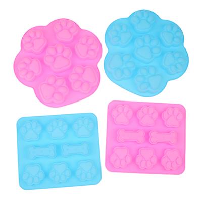 Silicone Puppy Dog Bone Molds Cat Paw Chocolate Cookie Mold For Baking Non-Stick Dog Treat Molds Suitable For Microwave Oven