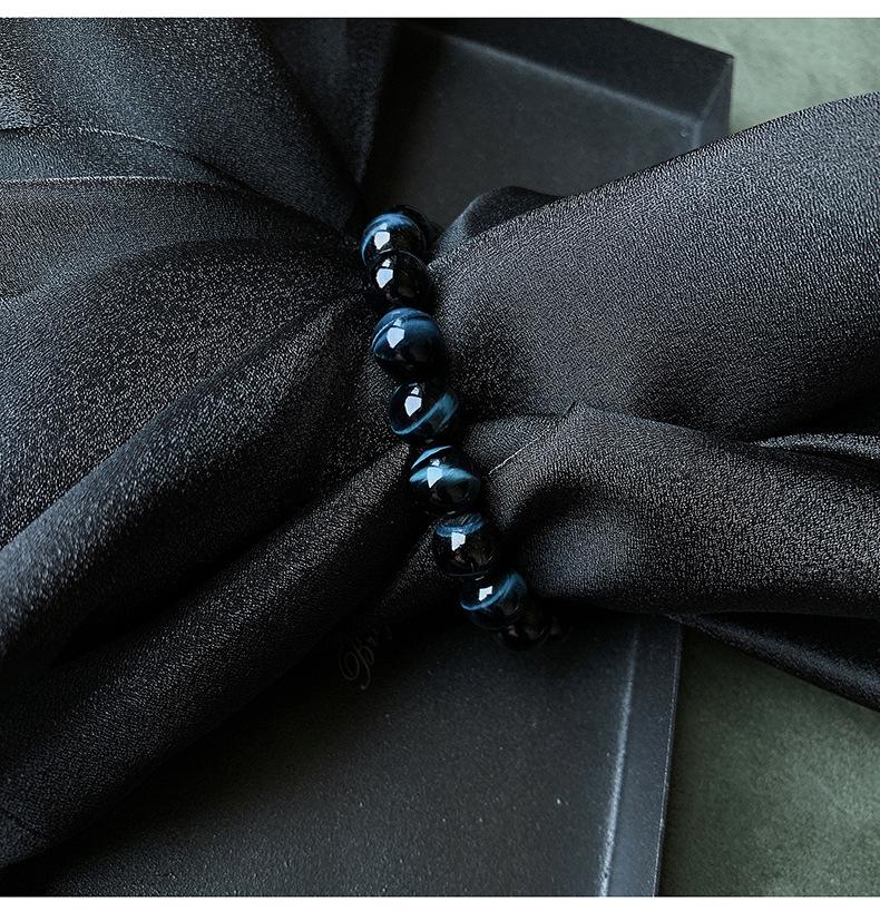 Blue Tiger Eye Bead Bracelet | Unisex Hawk's Eye Stone | Round Beaded Bracelet | Single Circle Style