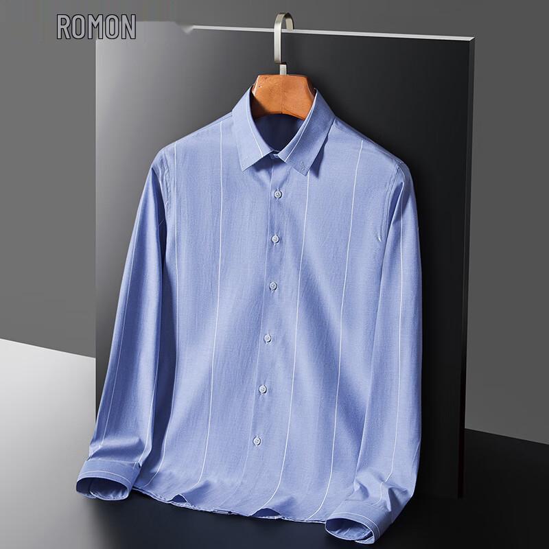 

ROMON Men s Striped Long Sleeve Slim Fit Business Shirt XL