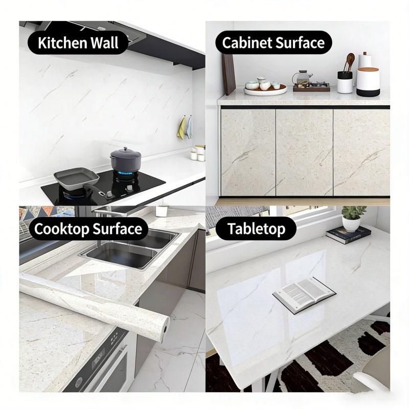 Marble Self Adhesive Film - Heat Resistant Kitchen Countertop Sticker, Waterproof Oil Proof Peel and Stick Wallpaper for Cabinet Refinishing
