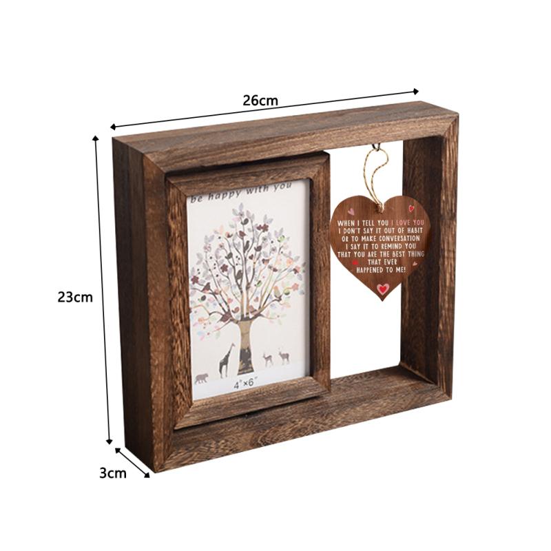 Kreativer drehbarer Holzbilderrahmen 360 Grad Muttertagsgeschenke Geburtstagsgeschenke für 4x6