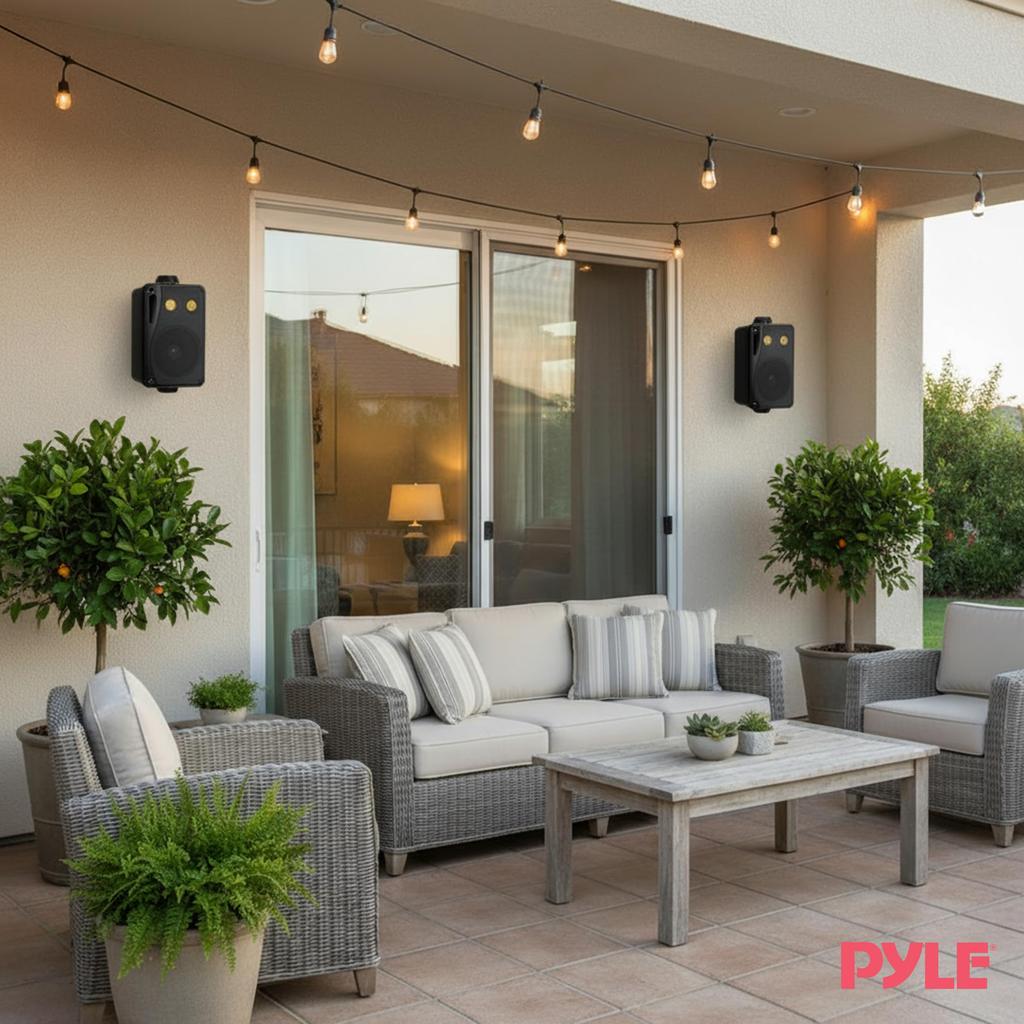 Pyle 3.5-inch 3-Way Waterproof Box Speakers (Black/Pair) (No Built-in Amplifier)