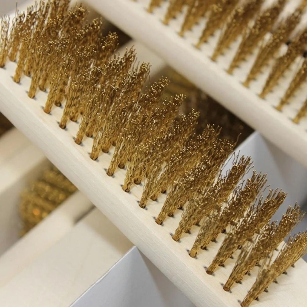 12pcs Copper Wire Wire Copper Brush Wood Handle Heavy-Duty Brush Set  Cleaning Tool