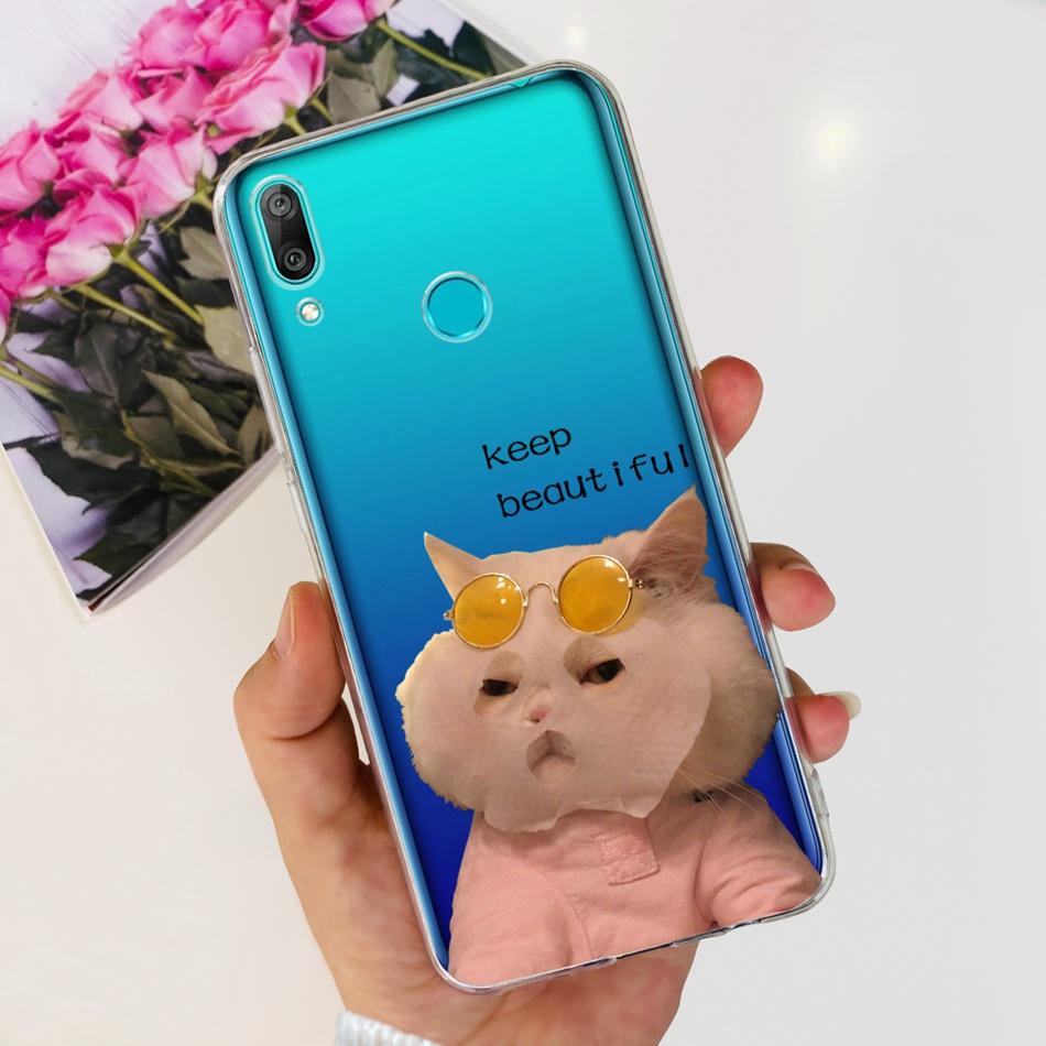 For Huawei Y7 2019 Phone Case Huawei Y7 Prime Pro (2019) DUB-LX1 LX2 LX3 Cute Panda Flower Pattern Soft Silicone TPU Cases