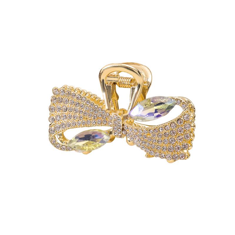 Medium Bow Rhinestone Hair Clip: Metal Claw Clip for Women, Elegant Half-Up Style Accessory