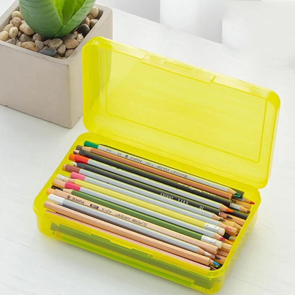 Candy Color Clear Pen Case Large Capacity Stationery Transparent Kid Pencil Box School Supplies Stationery