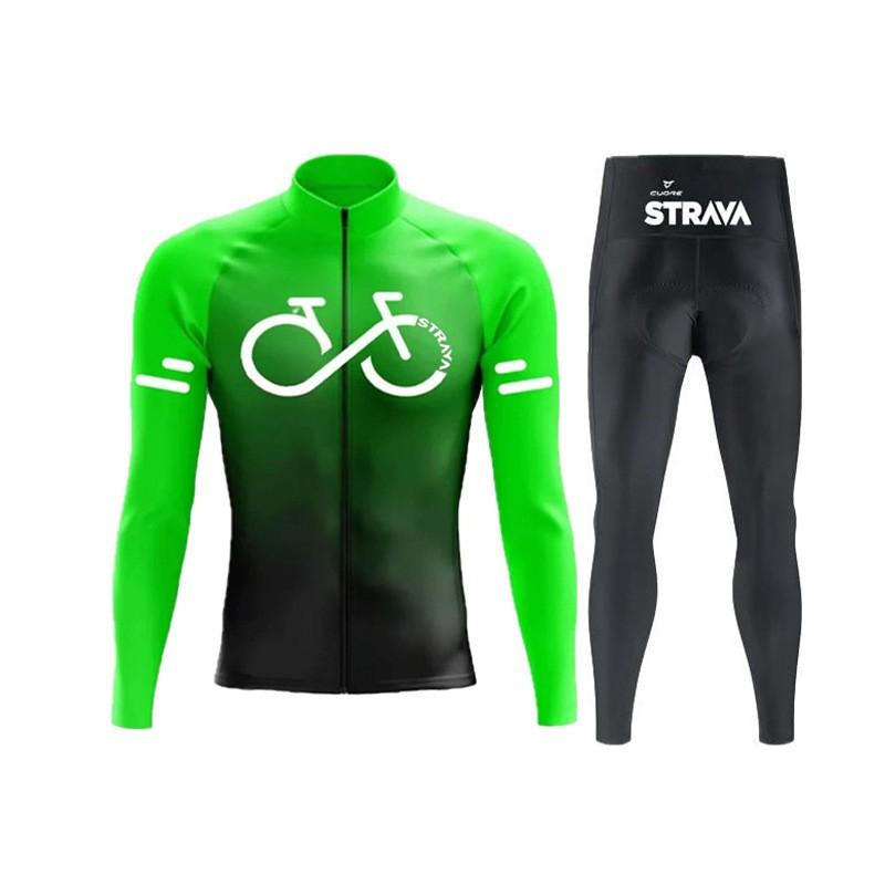 Unisex Cycling Jersey Set Long Sleeve Quick Dry Mountain Road Bike Apparel Sportswear