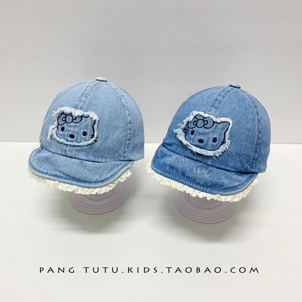 Chapéu de Bebê Jeans Gatinho Fofo - Boné com Aba Macia para Proteção Solar de Crianças Pequenas na Primavera e Outono