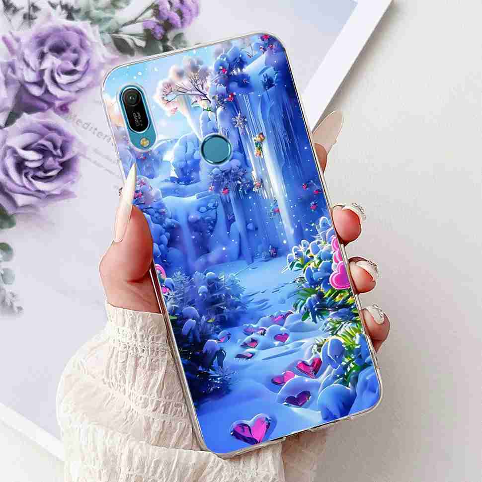 Pour Huawei Y6 2019 MRD-LX1F Coque Fleurs d'Été Silicone Souple TPU Cover Pour Huawei Y6 Prime 2019 6.09" Coques Pare-chocs Mode Fille