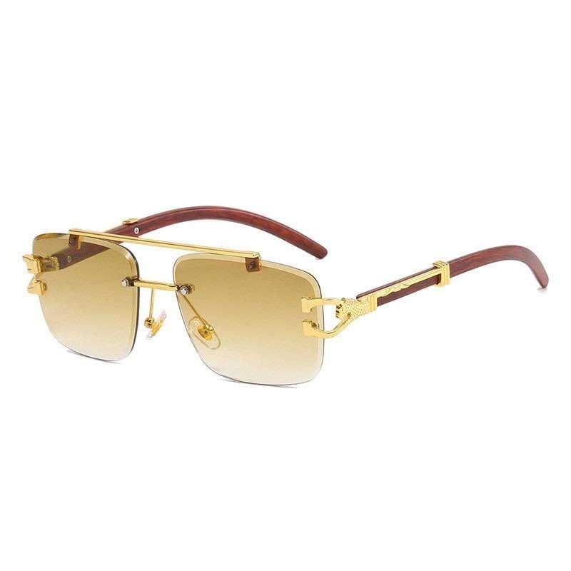 Fashion Retro Rimless Sunglasses Luxury Leopard Head Sunglasses Street Po Sunglasses