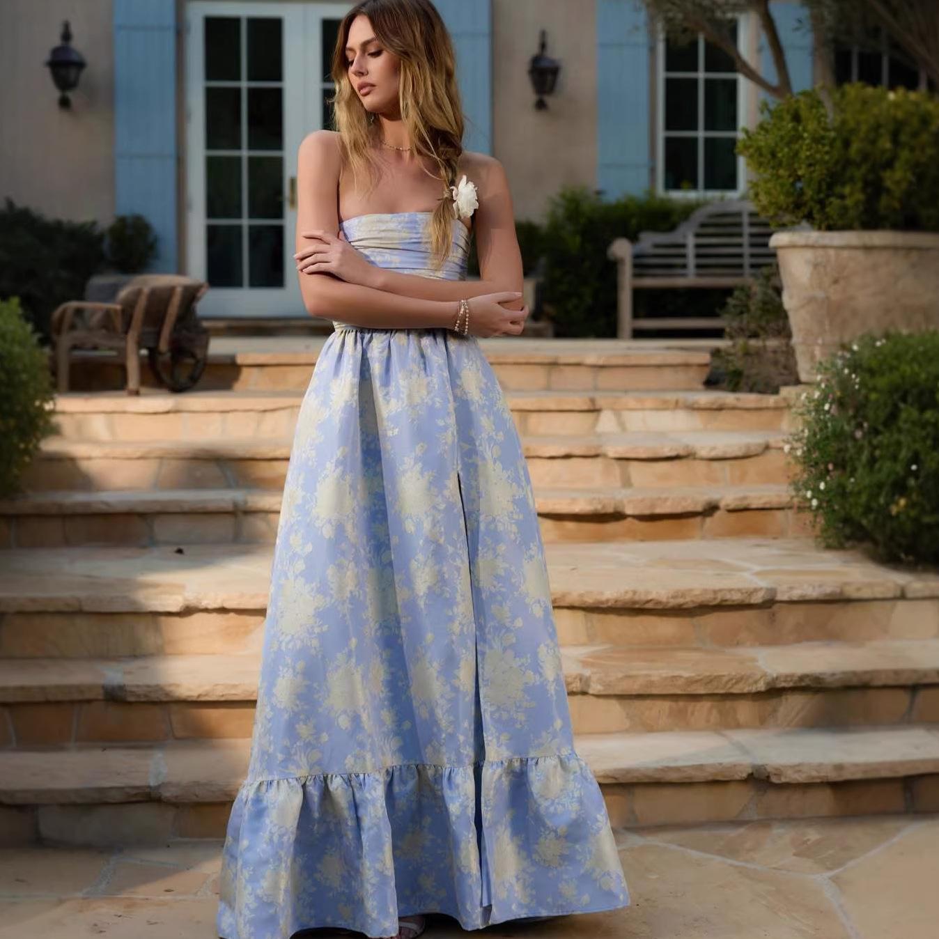 2026 spring and summer new European, American and Amazon cross-border foreign trade women s sleeveless dress waist A-shaped pendulum long dress women XS небесно-голубой