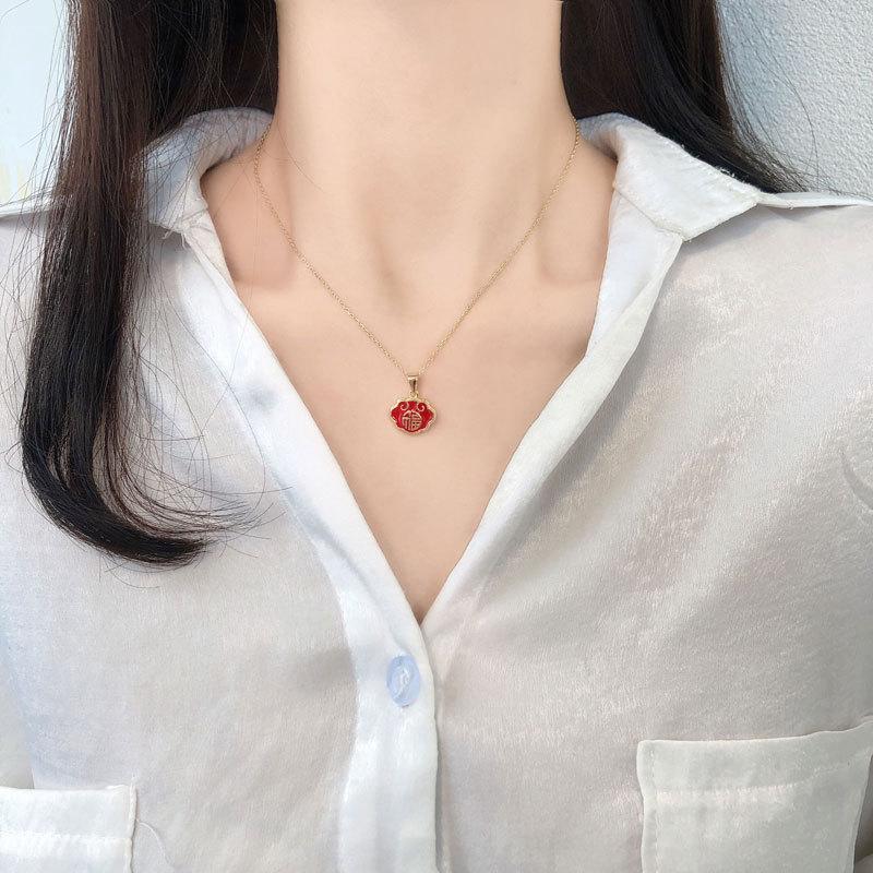 Neue Chinesische Art Gesegnete Halskette Weibliches Temperament Gesegnete Schlüsselbeinkette Tierkreis Neujahrs-Schmuck