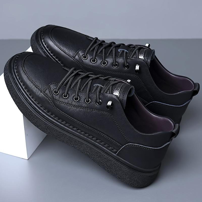 Spring new men's shoes men's casual leather shoes lace-up trend fashionable men's single shoes board shoes
