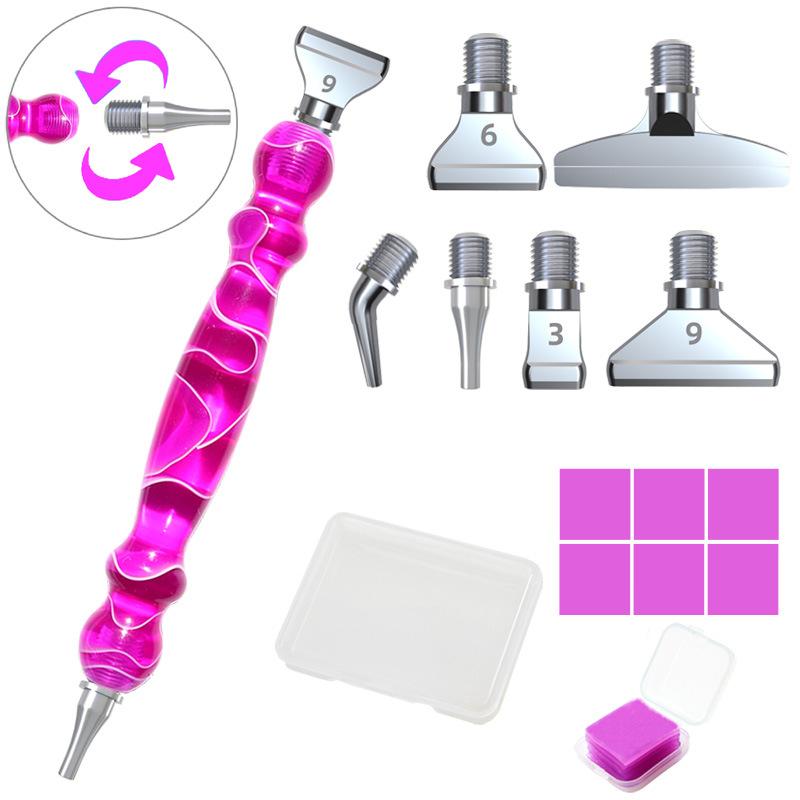 Resin Diamond Paint Brush Kit with 6 Interchangeable Tips, DIY 5D Diamond Art Tool Set - Multifunctional Accessory