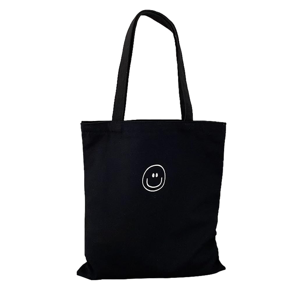 Милая сумка-тоут Cirsaeur со смайликом и экологичным логотипом, унисекс (черный)