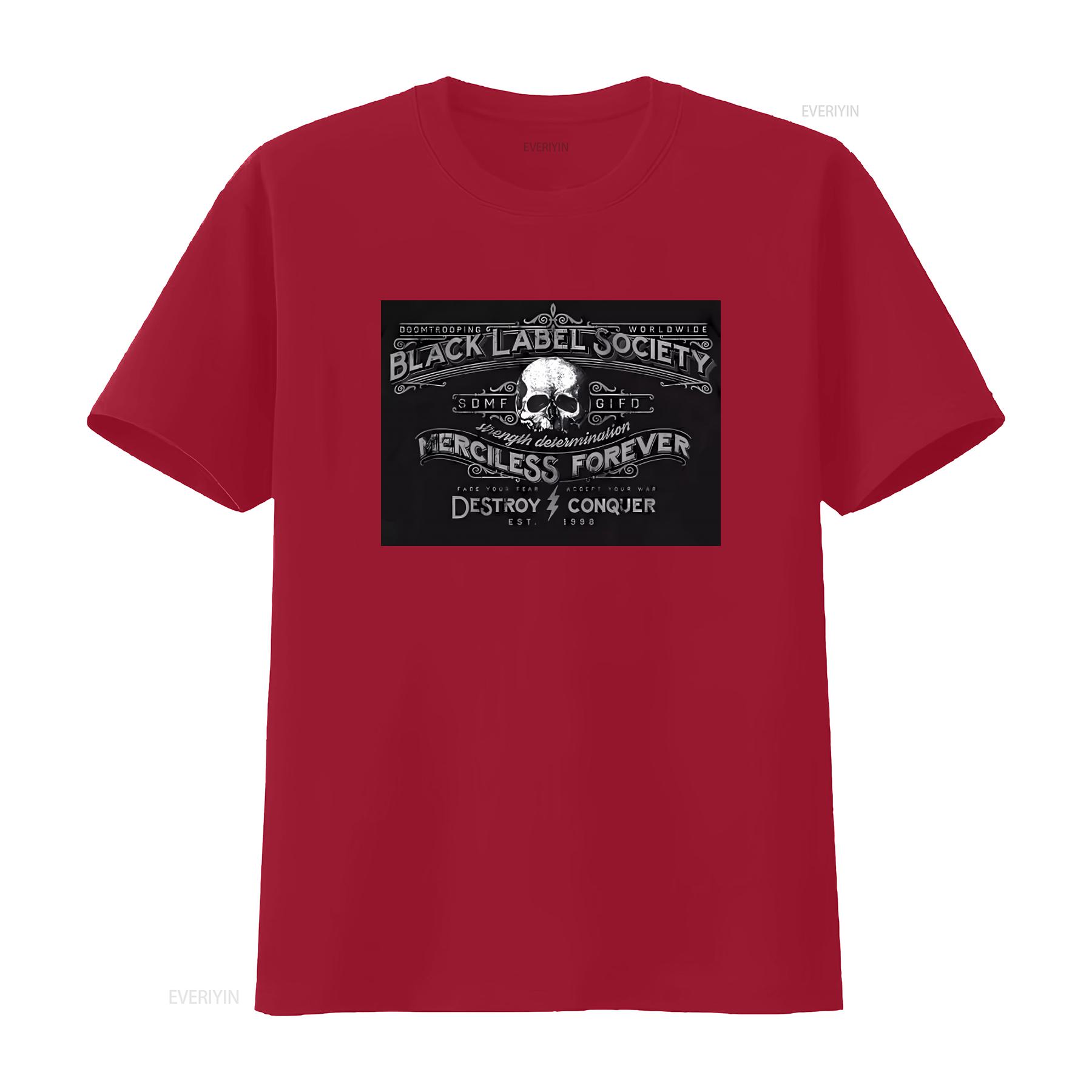 BLACK LABEL SOCIETY MERCILESS FOREVER T Shirt Front Back Print Skull Design Strength Determination Motif Medium vintage Washed S