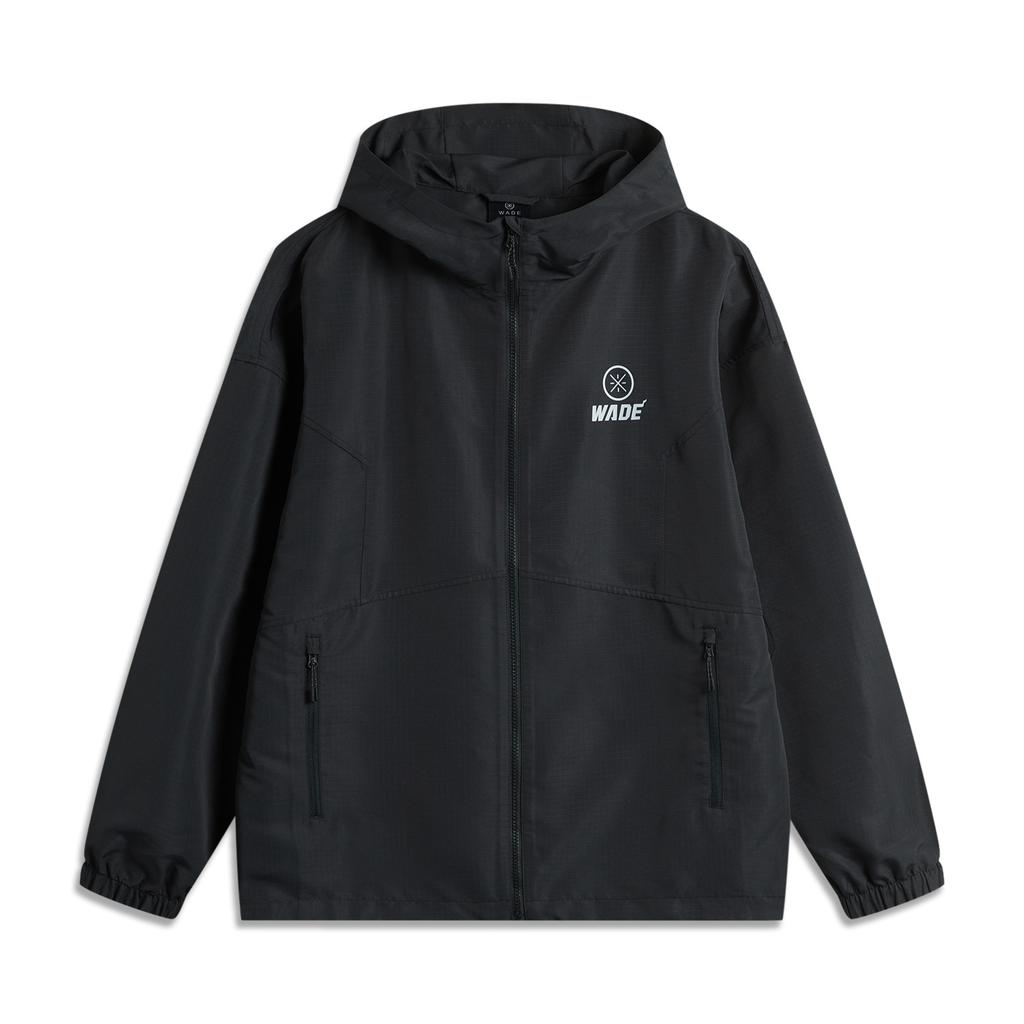 Li Ning Wade Series Comfortable Casual Simple Loose Hooded Drop Shoulder Fashion Breathable Windbreaker Men Outerwear Black AFDU977-1