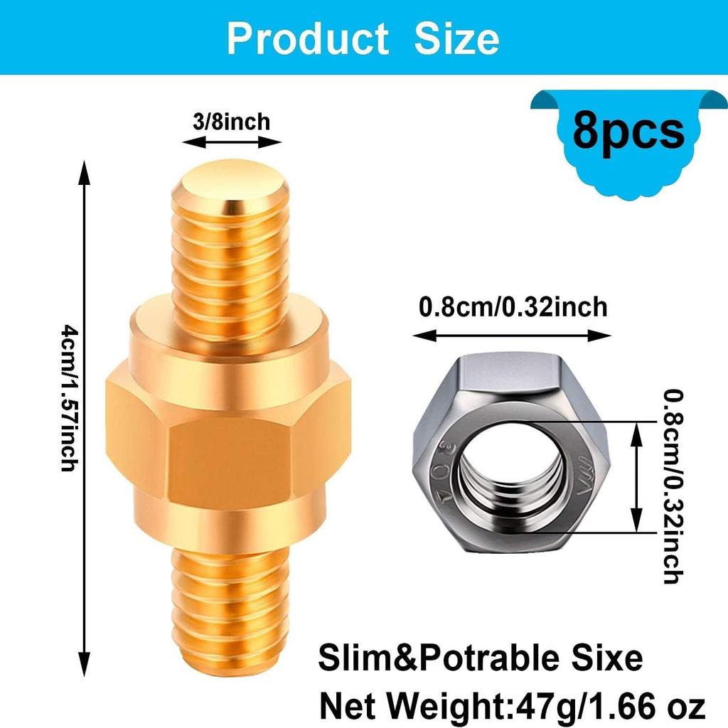 Boao 8-Piece Side Post Battery Terminal Adapter - 3/8 16 Bolts Standard Battery Post Stud Extender Screws