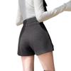 Damskie wełniane szorty A-line z wysokim stanem - styl koreański, luźny krój, idealne na wiosnę/jesień