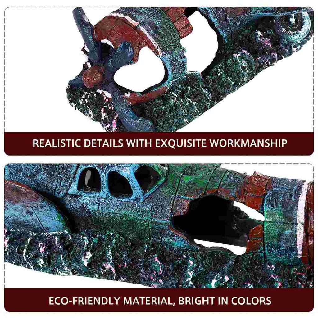  Aircraft Wreckage Decoration Aquarium Tank Ornament Shipwreck Plane Decorations