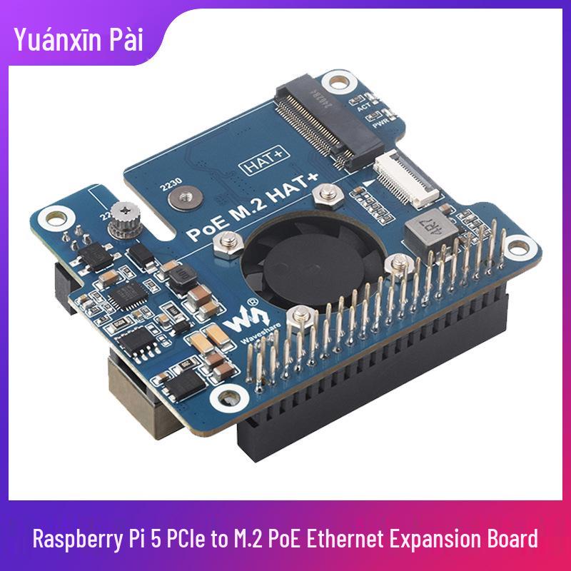 Placa de Expansión Raspberry Pi 5 con PCIe a SSD NVMe M.2, Alimentación PoE, Ethernet y Ventilador de Refrigeración