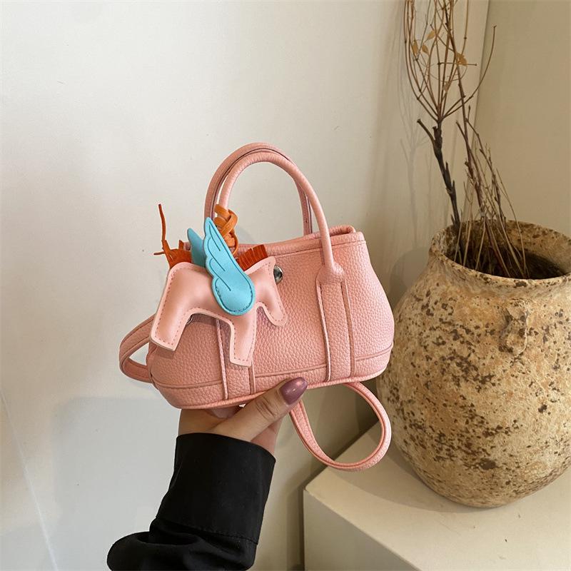 Girls' Mini Crossbody Tote Bag - Solid Color Handbag & Coin Purse for Outings