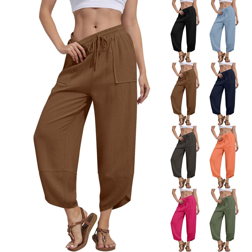 Women's Straight Pants Fashion Casual Pants Nine Point Harlan Pants
