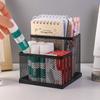 Office Metal Storage Grid Pen Holder: Multifunctional Student Desk Organizer, Wrought Iron Two-Compartment Design