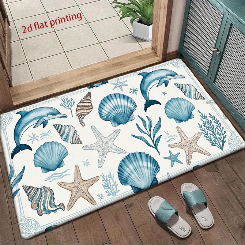 Oceanic Dolphins Pattern Mat Living Room Decoration Home Sofa Non-Slip Carpet Study Bedroom Tatami Children'S Soft Floor Mat