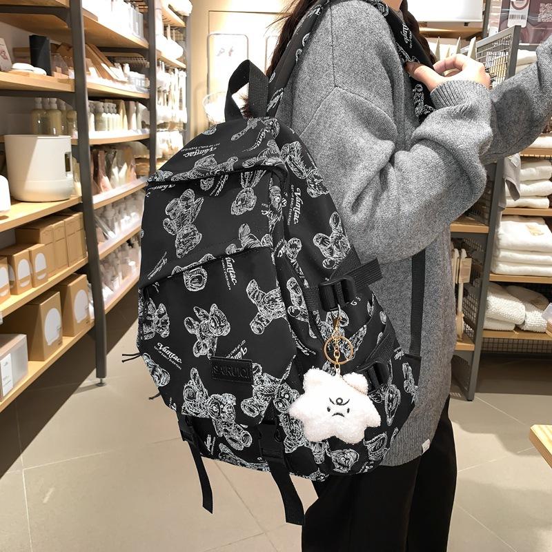Schoolbag Korean version small fresh student schoolbag large capacity fashion backpack leisure campus junior high school boys and girls backpack