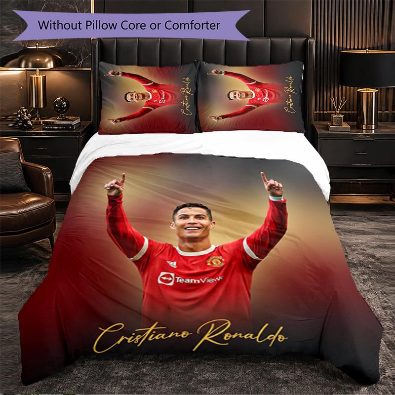 Cristiano Ronaldo Muster 3-teiliges Bettwäsche-Set Weiche Mikrofaser-Bettbezug mit Kissenbezügen für Schlafzimmer