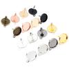 12mm 30pcs Rhodium Brone Gold Silver Plated Stainless Iron Earring Studs(with Ear Plug) Base,Fit 12mm Glass Cabochons