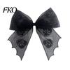 Mesh Bow Hair Clip Halloween Bat Spring Clips, Black White Lace Spider Web Unique Hairpin Barrettes, Gothic Dark Style for Women Cosplay Costume