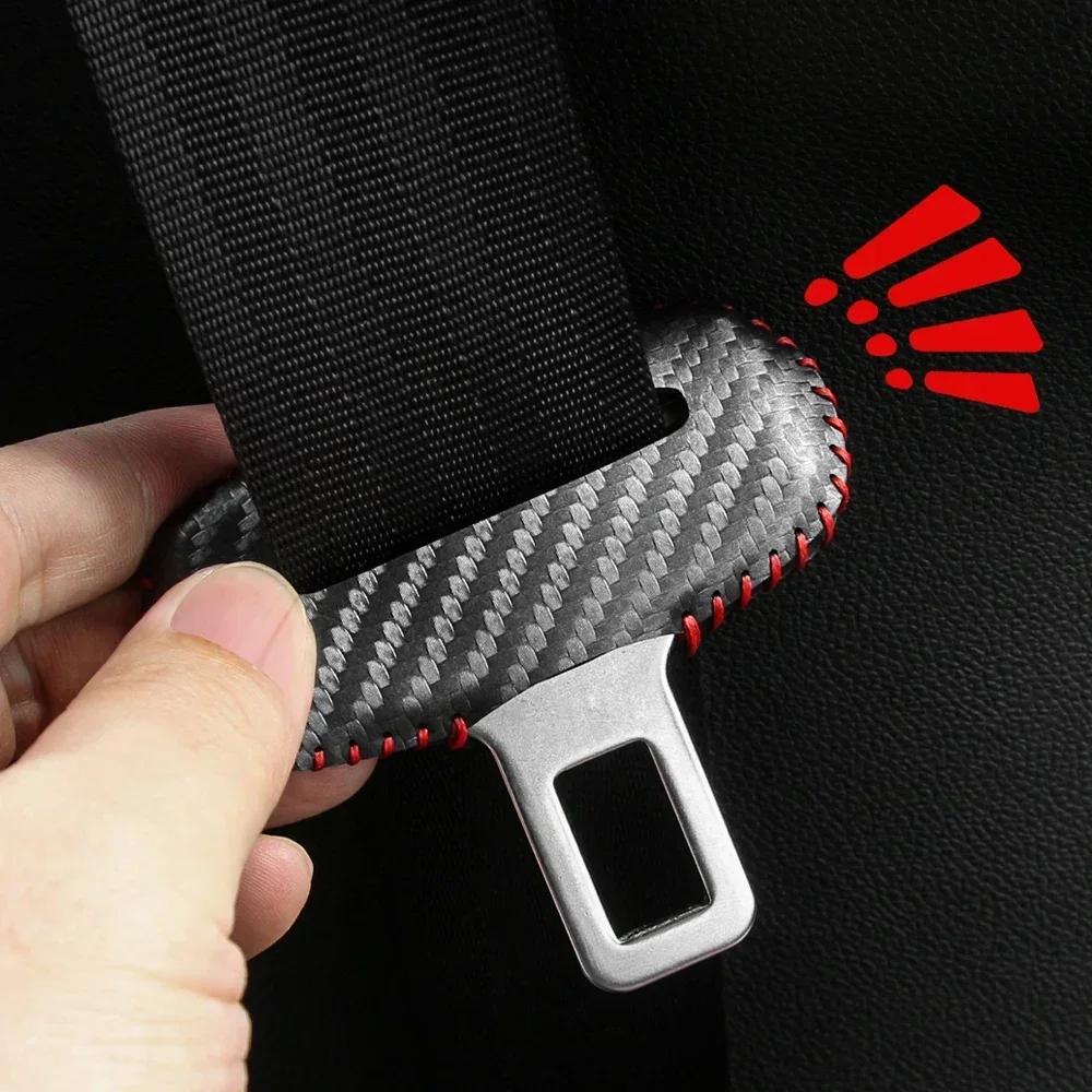 Car Seat Belt Buckle Clip Protector Cover Interior Front Rear Seat Auto Safety Seat Belt Bulckle Leather Clips Accessor