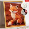 Cute Fox Pattern 5D Pearl Painting Kit with Frame DIY Sparkling Bead Canvas Art Relaxing Craft for Bedroom Decor Wall Art Gift Item