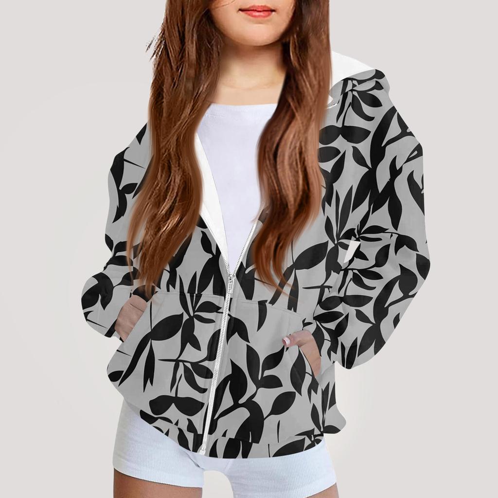 Kinder Mode Bedrucktes Langarm Kapuzensweatshirt Mädchen Hoodie Jacke