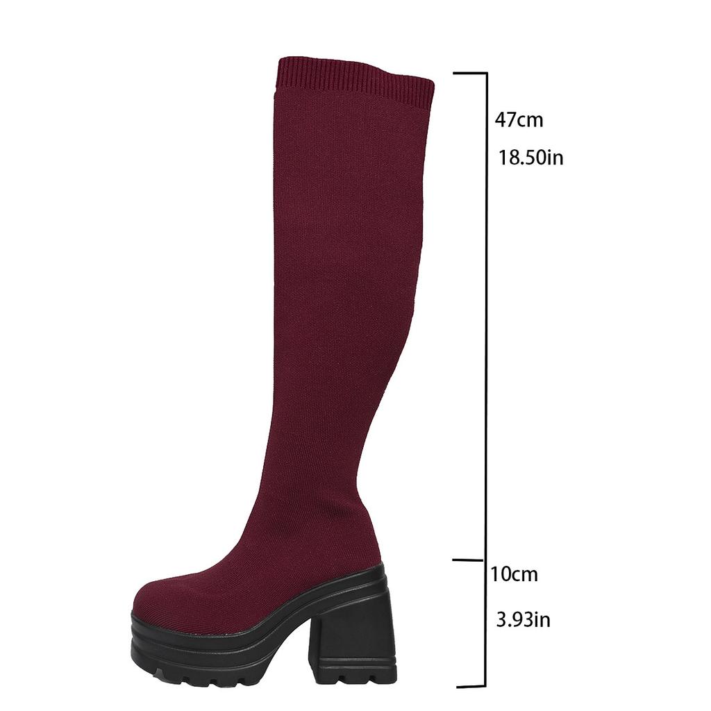 Fashion Fashion Over-the-knee Boots 2025 Autumn Thick Soles Thick Heels Large Sizes, High HeelsWomen's Boots Slimming Boots for Women