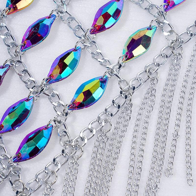 Cross-border Hot-sale Fashion Hot Sexy Bikini Shoulder Chain Diamond Metal Tassel Bra Chain Body Chain